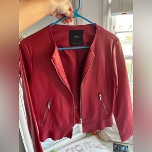 Zara Women's Vibrant Red Leather Jacket